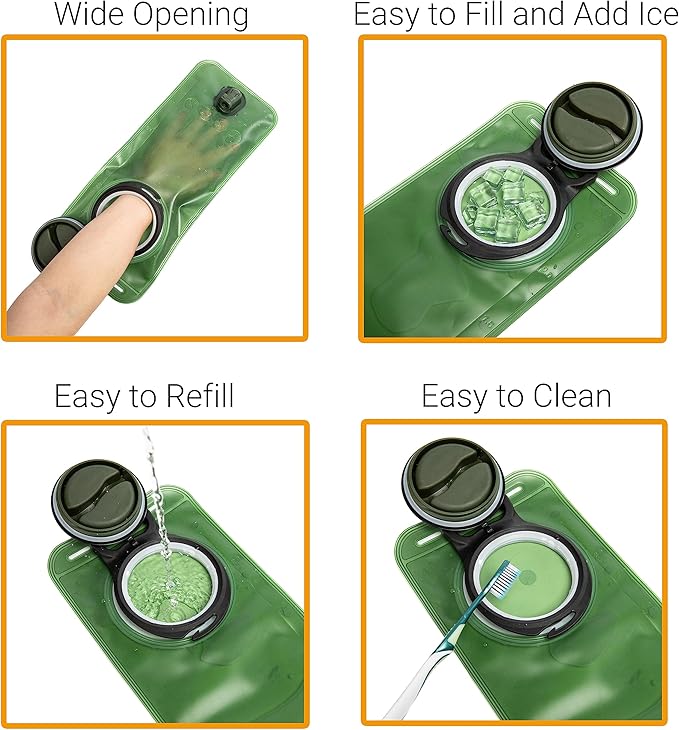 J.CARP Hydration Bladder 2 Liter Leak Proof Water Reservoir, Water Pouch Hydration Pack Replacement for Cycling, Hiking, Camping, Hunting, Running Green