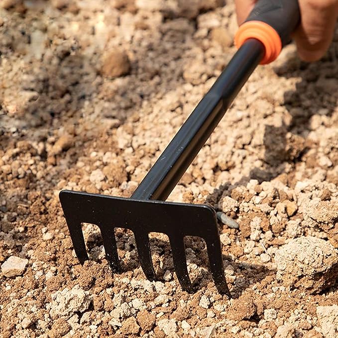 Garden Tool Set (Garden Tool Set, 7 Pieces, Gardening Tool Kit Including 2 Shovels, Rakes, Cultivators, and Transplanting Tools, Rust-Resistant Iron Tools, Rubber Grip Handles (7))