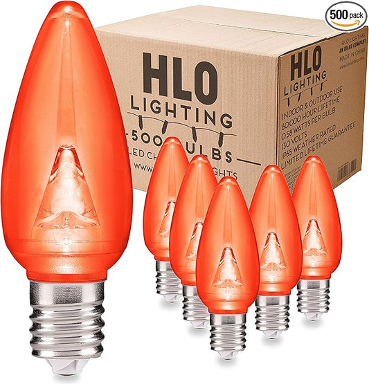HLO Lighting Smooth C9 Christmas Lights | Orange LED Bulbs for Indoor & Outdoor Christmas Decor | Set of 500