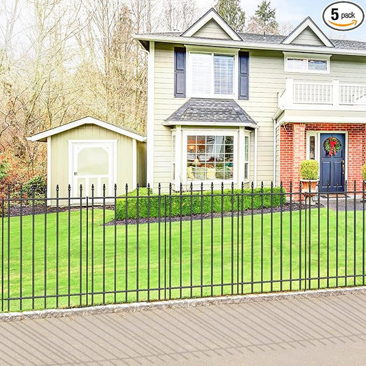 Metal Garden Fence 36 in H x 10 ft L,Border Fence Panels Animal Barrier for Dogs, No Dig Garden Fencing for Yard Patio Flower Bed Lawn Outdoor,5 Panels + 6 Stakes Black