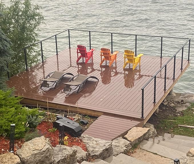 Cable Railing Post - Stainless Steel Square Fence Post for Deck Cable Railing System (36" Level-drilled-4 Pack, Black)