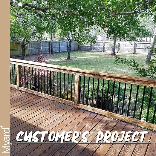 Myard 38 Inches Grooved Traditional Rectangle Aluminum Deck Balusters Furniture with Screws for Wood Composite Facemount Railing, Classic Geometric Style (25-Pack, Matte Black)