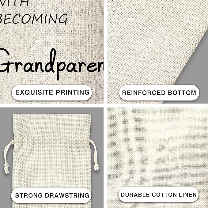 Godparent Gift Wine Bag,Gift For Godfather,Godmother,Cotton linen Drawstring Wine Bag(1 Pcs) - WB006