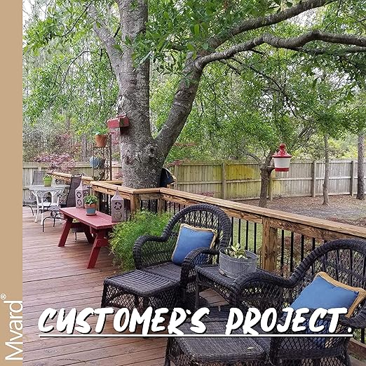 Myard 31 Inches Grooved Estate Hollow Square Aluminum Deck Balusters Furniture with Screws for Facemount Decking Railing Porch Fence (25-Pack, Matte Black)