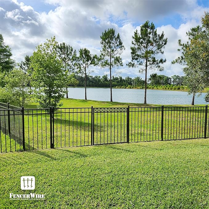 Fencer Wire Heavy Duty Flat Top X-Pattern Decorative Fence Gate, 4FT Height x 4FT Width Outdoor Fence Gate, Outdoor Anti-Rust Metal Steel Gate for Fencing Garden Barrier, with Gate Lock, Pack of 5