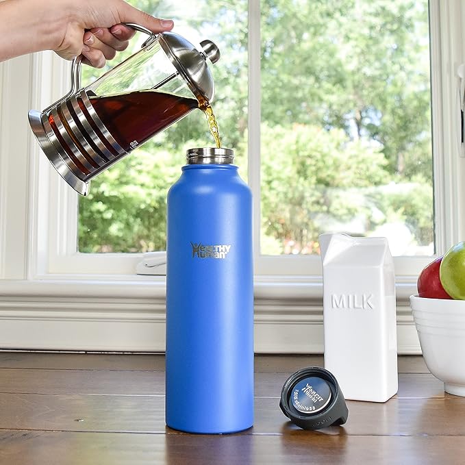 Healthy Human Stainless Steel Water Bottle | Double Walled Vacuum Insulated Water Thermos for Adults | Eco-Friendly Travel Bottles with Leak Proof Lid (Bahama, 40 oz / 1183 ML)