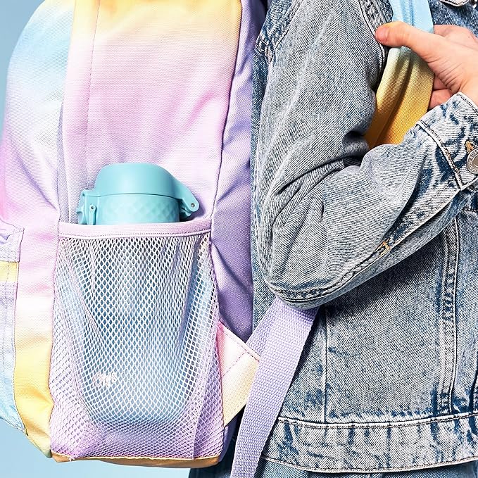 Ion8 Small Water Bottle, 350 ml/12 oz, Leak Proof, Easy to Open, Secure Lock, Dishwasher Safe, BPA Free, Carry Handle, Hygienic Flip Cover, Easy Clean, Odor Free, Carbon Neutral, Sonic Blue